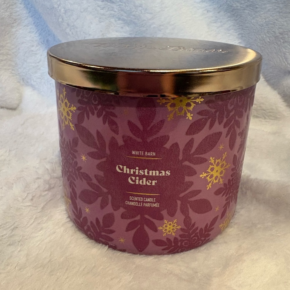 White Barn Christmas Cider Candle - Purple and Gold Design